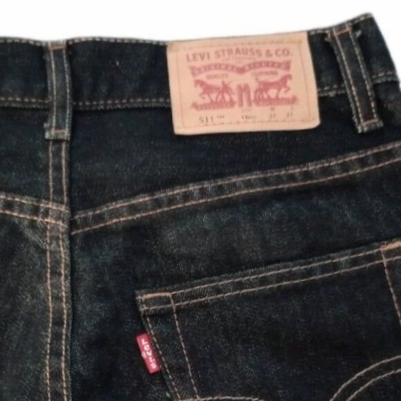 Levis 511 Dark Wash Jeans 27x27 sz 14 Regular Womens - Picture 5 of 7